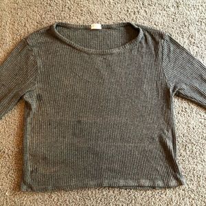 brandy melville gray ribbed long sleeve top